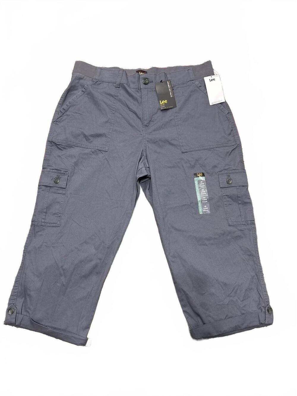 Lee Plus Ultra Lux Comfort Capri Pants 16W Medium Gray Cargo Style